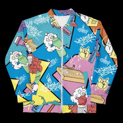 Women’s Graffiti Bomber Jacket – 90’s Elements Throw Ups & Tags | Hip - Hop Streetwear Jacket - Stykonz Graffiti Streetwear